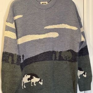 Aelfric Eden Men's Pastoral Scene Sweater - Blue and Green